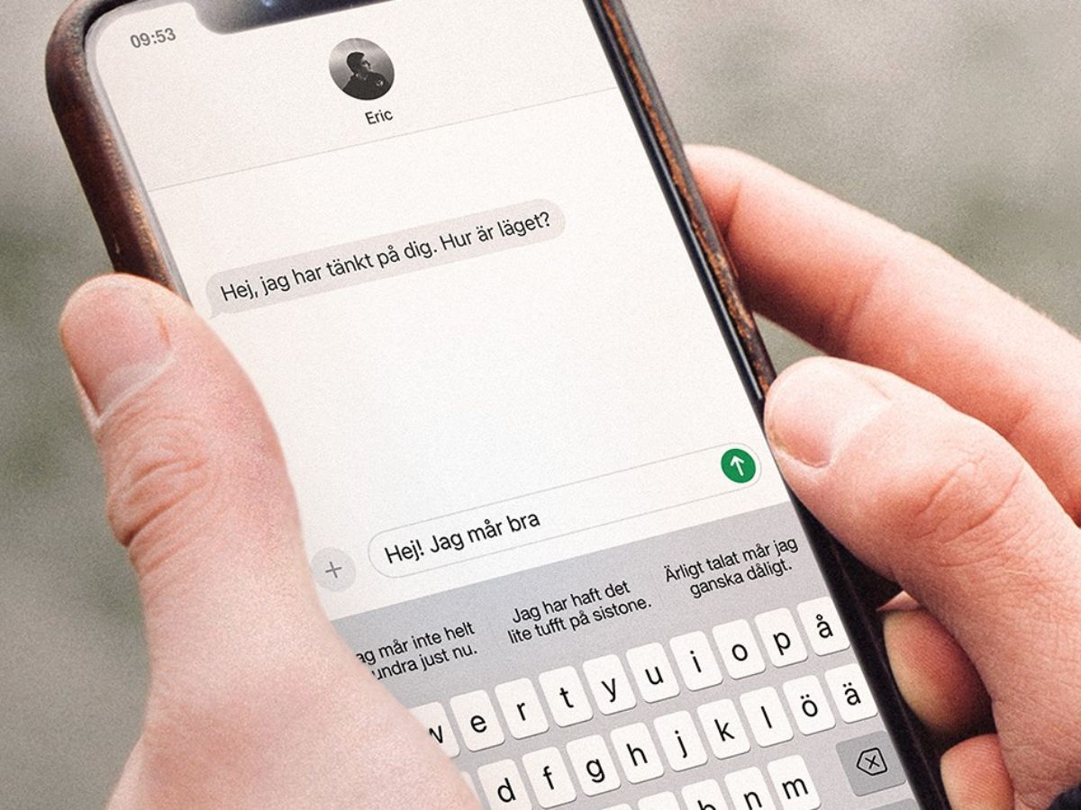 Bild på mobiltelefon som visar Suicide Zeros tangentbort Ärliga tangenter